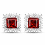 Square Cut Diamond Halo Stud Earrings