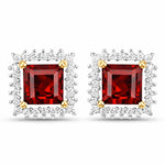 Square Cut Diamond Halo Stud Earrings