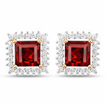 Square Cut Diamond Halo Stud Earrings