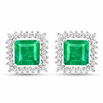 Square Cut Diamond Halo Stud Earrings
