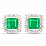 Square Cut Diamond Halo Stud Earrings