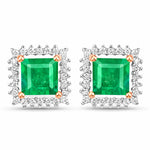 Square Cut Diamond Halo Stud Earrings