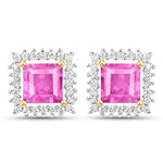 Square Cut Diamond Halo Stud Earrings