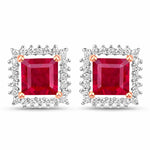 Square Cut Diamond Halo Stud Earrings