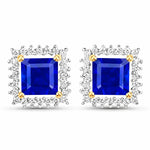 Square Cut Diamond Halo Stud Earrings