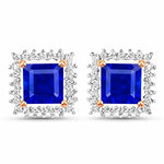 Square Cut Diamond Halo Stud Earrings