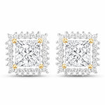Square Cut Diamond Halo Stud Earrings