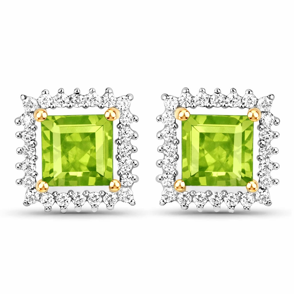 Square Cut Diamond Halo Stud Earrings