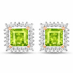 Square Cut Diamond Halo Stud Earrings