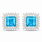 Square Cut Diamond Halo Stud Earrings