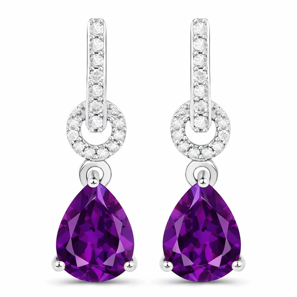 Cordelia Pear Drop Earrings with Diamond Accents
