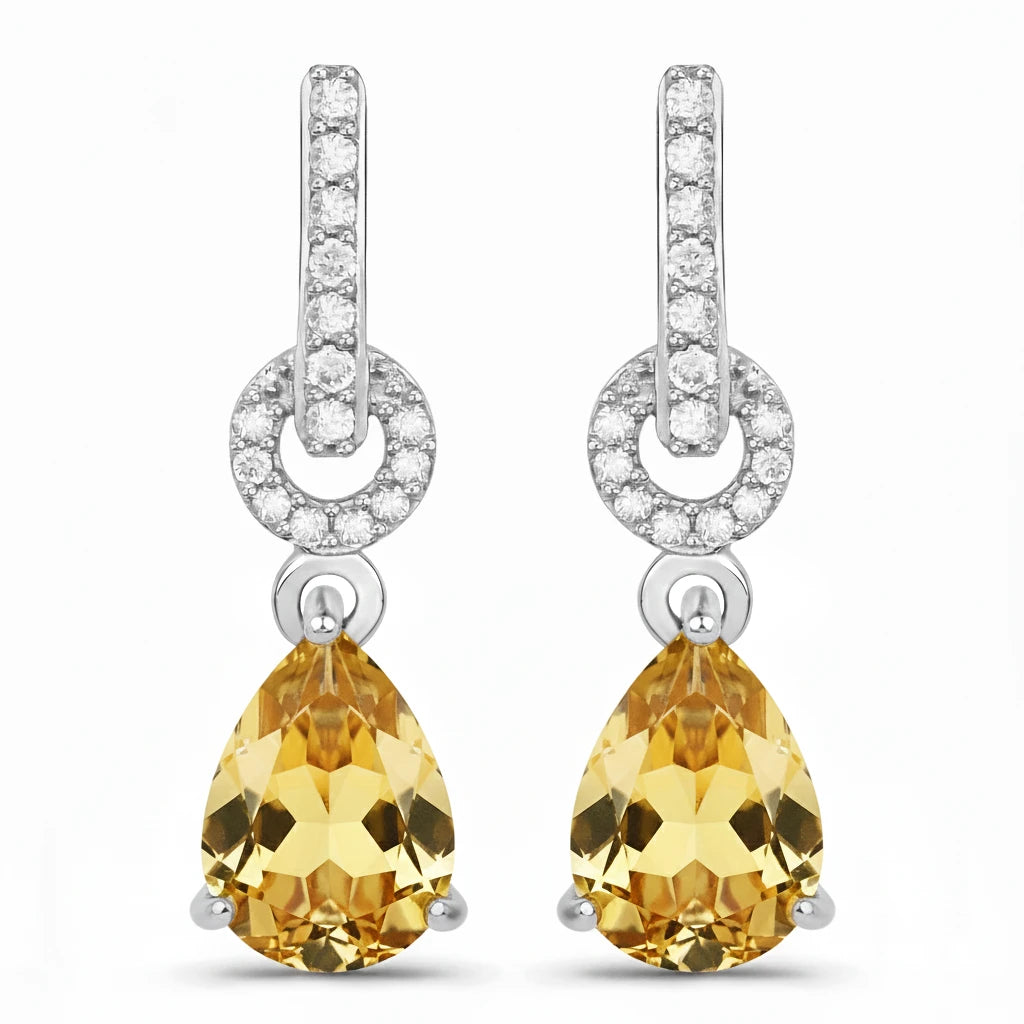Cordelia Pear Drop Earrings with Diamond Accents