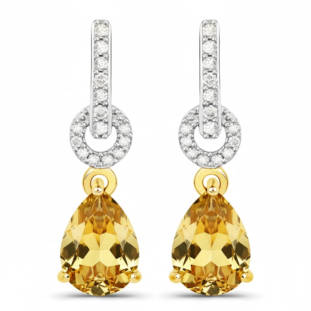 Cordelia Pear Drop Earrings with Diamond Accents