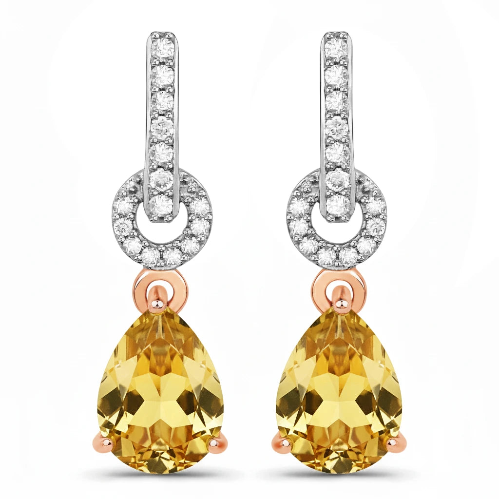Cordelia Pear Drop Earrings with Diamond Accents