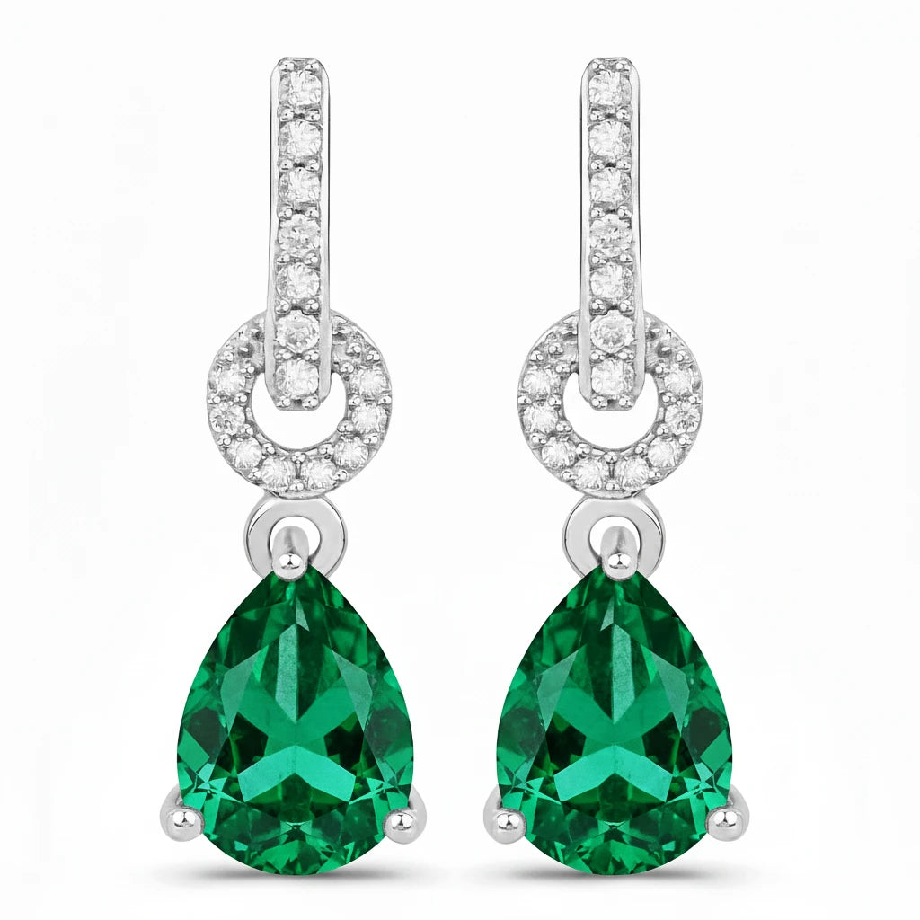 Cordelia Pear Drop Earrings with Diamond Accents