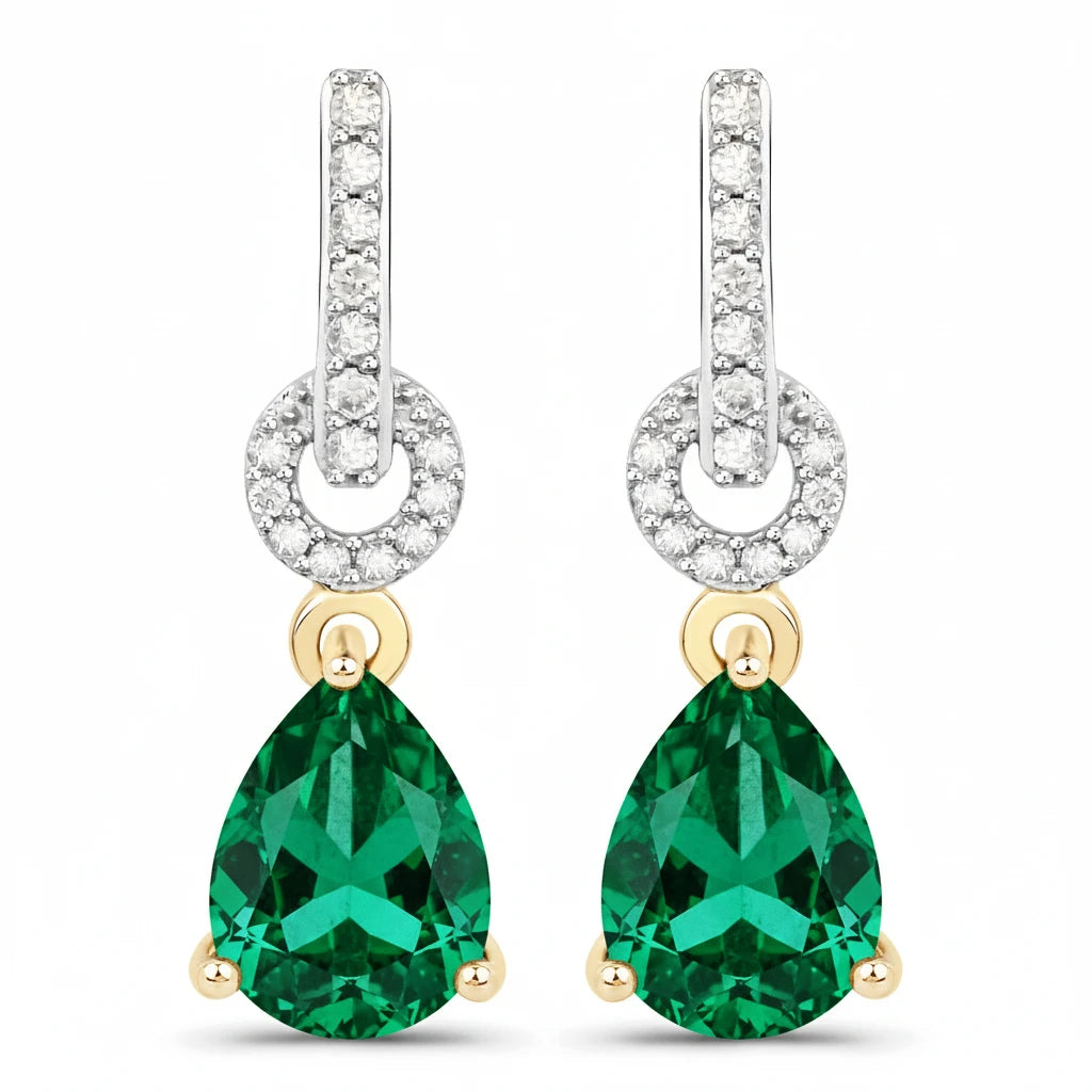 Cordelia Pear Drop Earrings with Diamond Accents