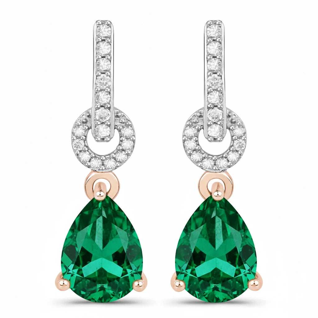 Cordelia Pear Drop Earrings with Diamond Accents