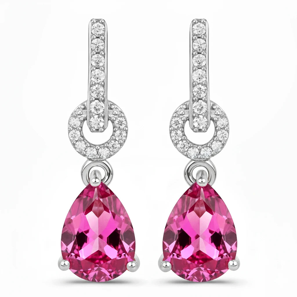 Cordelia Pear Drop Earrings with Diamond Accents