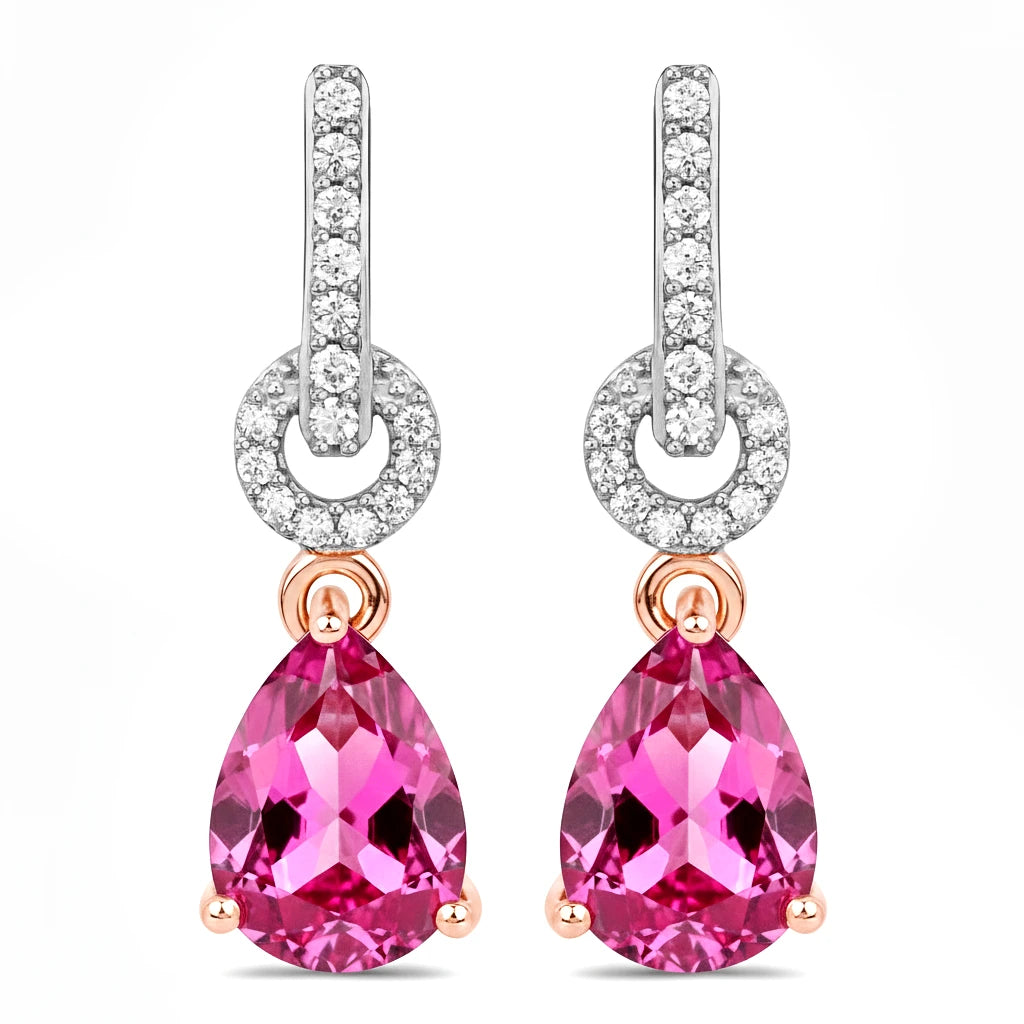 Cordelia Pear Drop Earrings with Diamond Accents