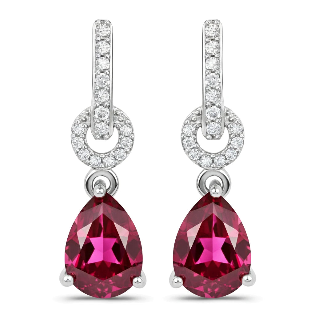 Cordelia Pear Drop Earrings with Diamond Accents