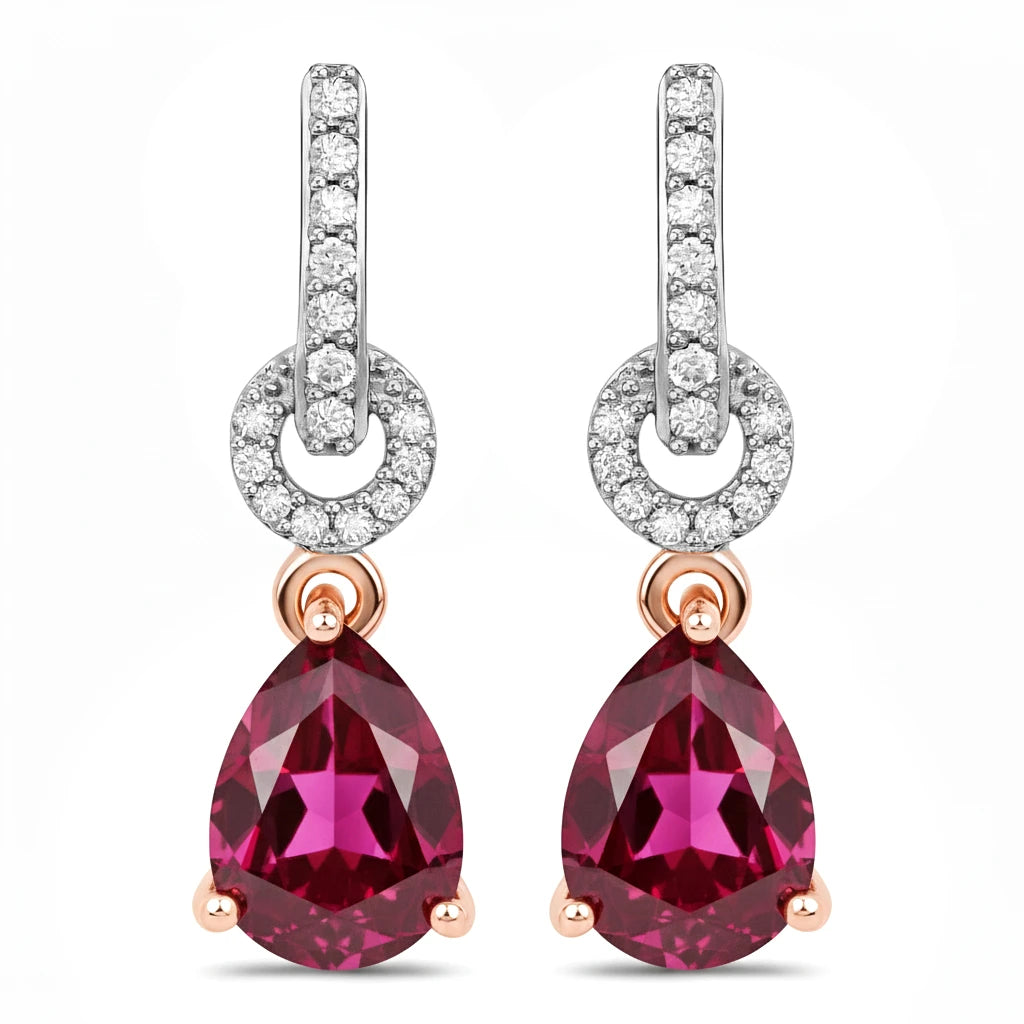 Cordelia Pear Drop Earrings with Diamond Accents