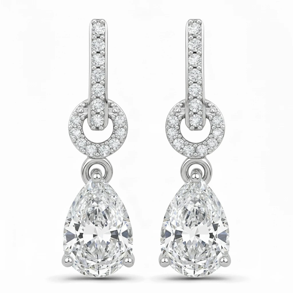 Cordelia Pear Drop Earrings with Diamond Accents