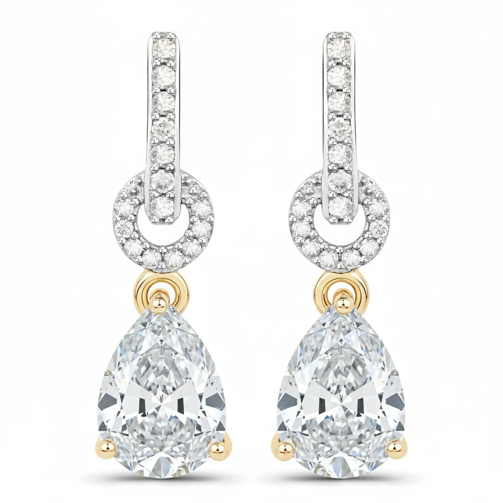 Cordelia Pear Drop Earrings with Diamond Accents