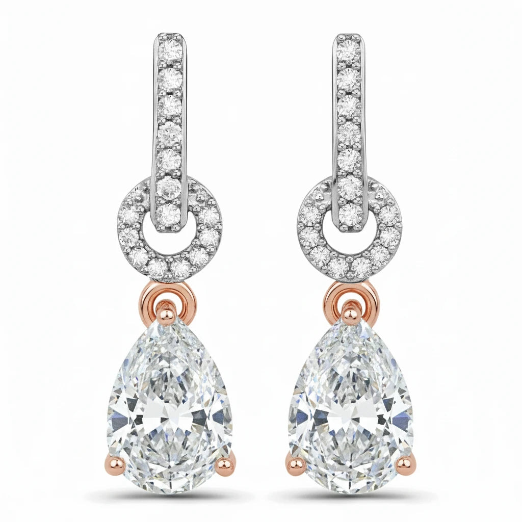 Cordelia Pear Drop Earrings with Diamond Accents