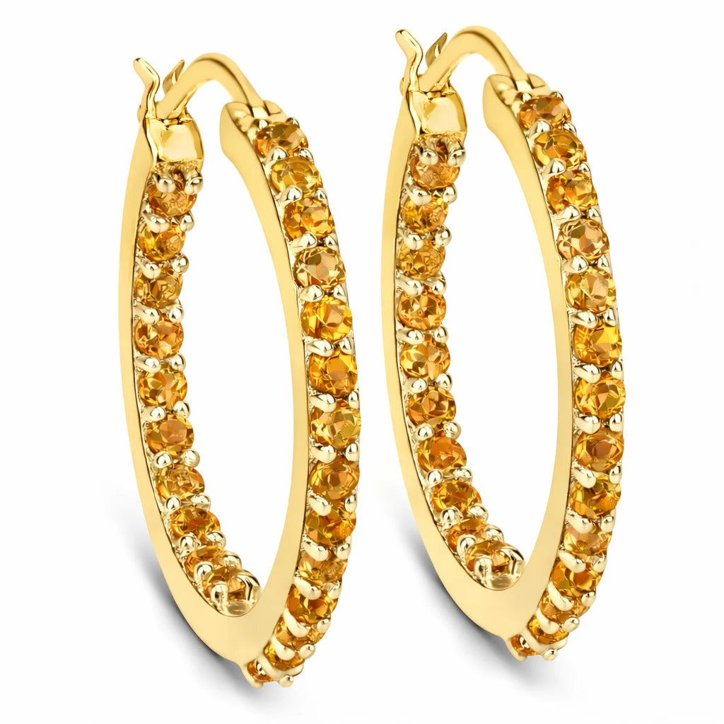 Round Cut Pavé Hoop Earrings