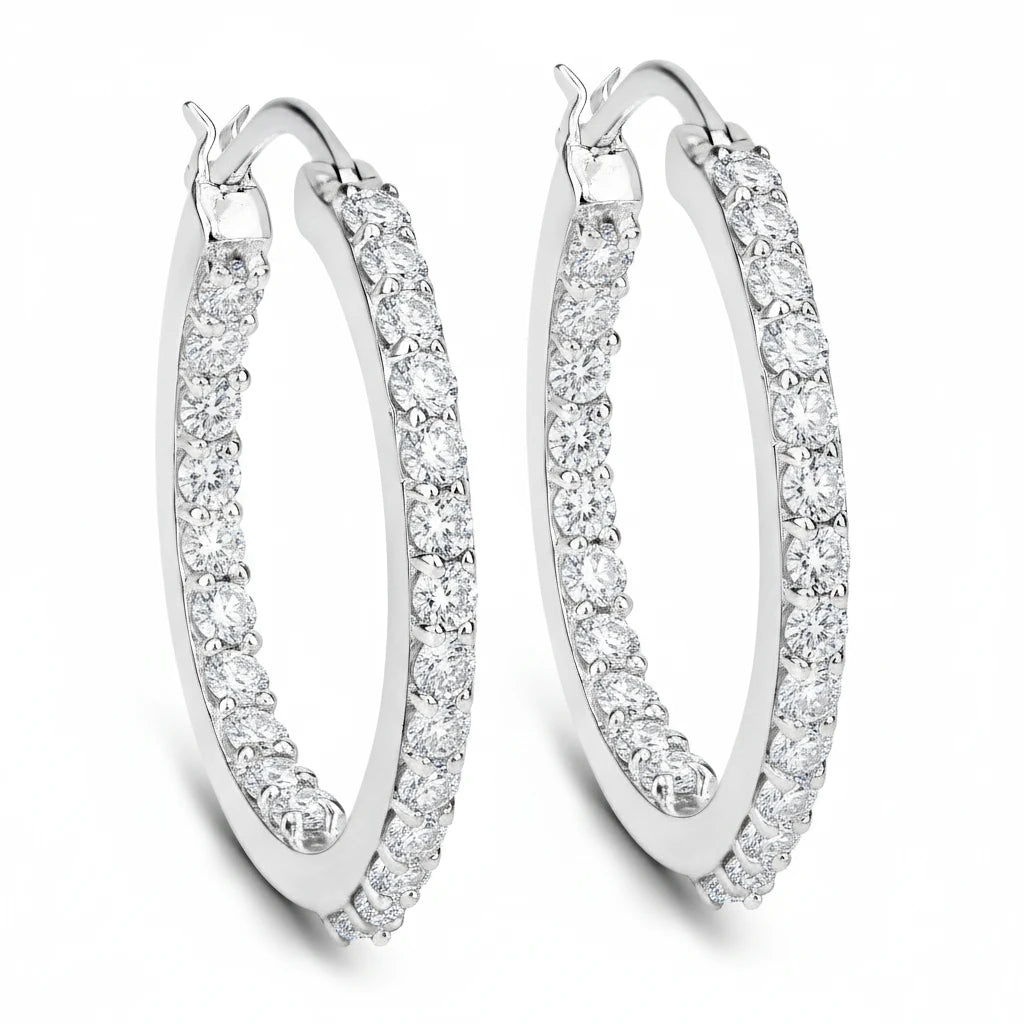Round Cut Pavé Hoop Earrings