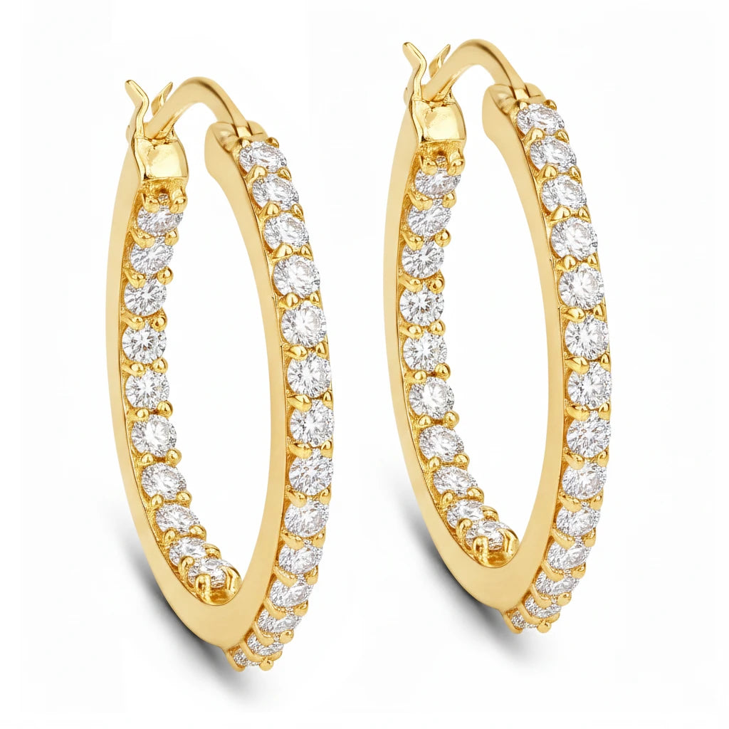Round Cut Pavé Hoop Earrings