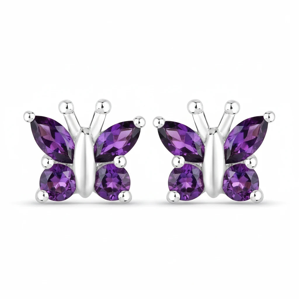 Marquise Round Cut Butterfly Stud Earrings