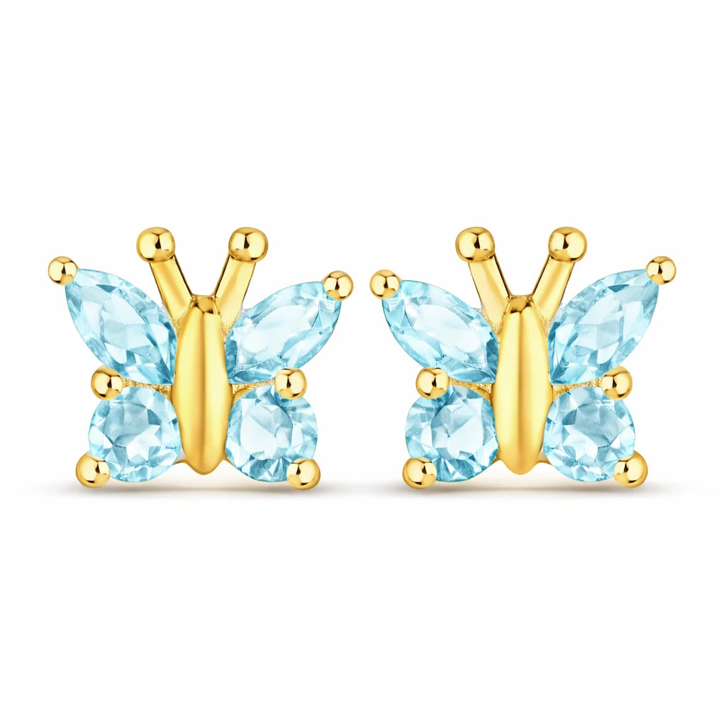 Marquise Round Cut Butterfly Stud Earrings