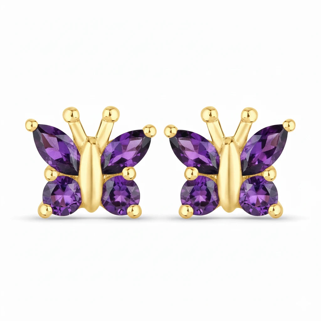 Marquise Round Cut Butterfly Stud Earrings