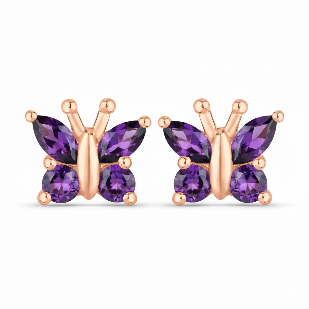 Marquise Round Cut Butterfly Stud Earrings