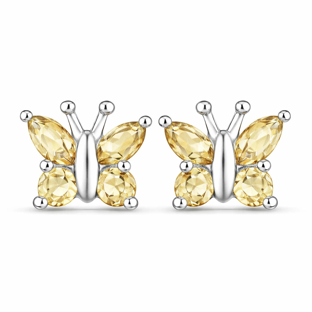 Marquise Round Cut Butterfly Stud Earrings