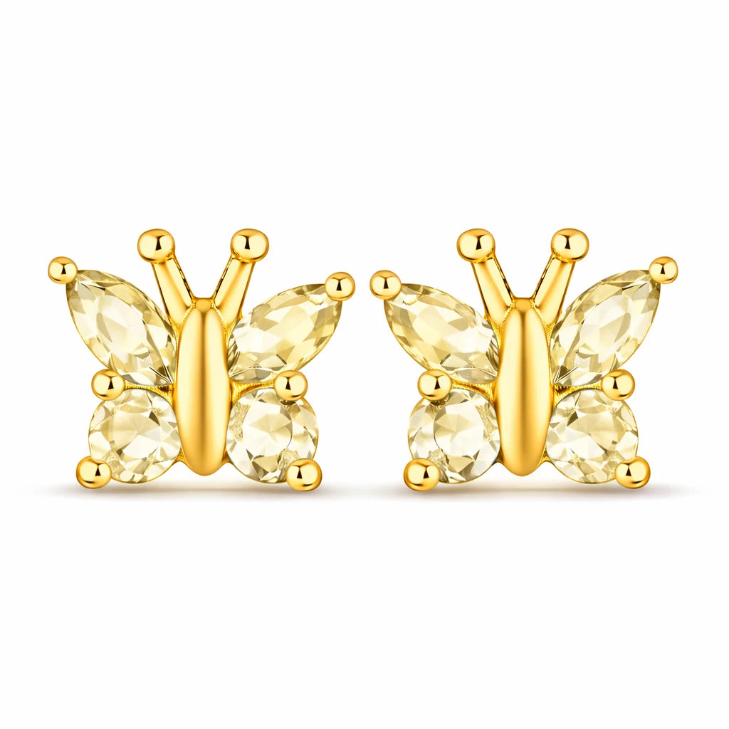 Marquise Round Cut Butterfly Stud Earrings