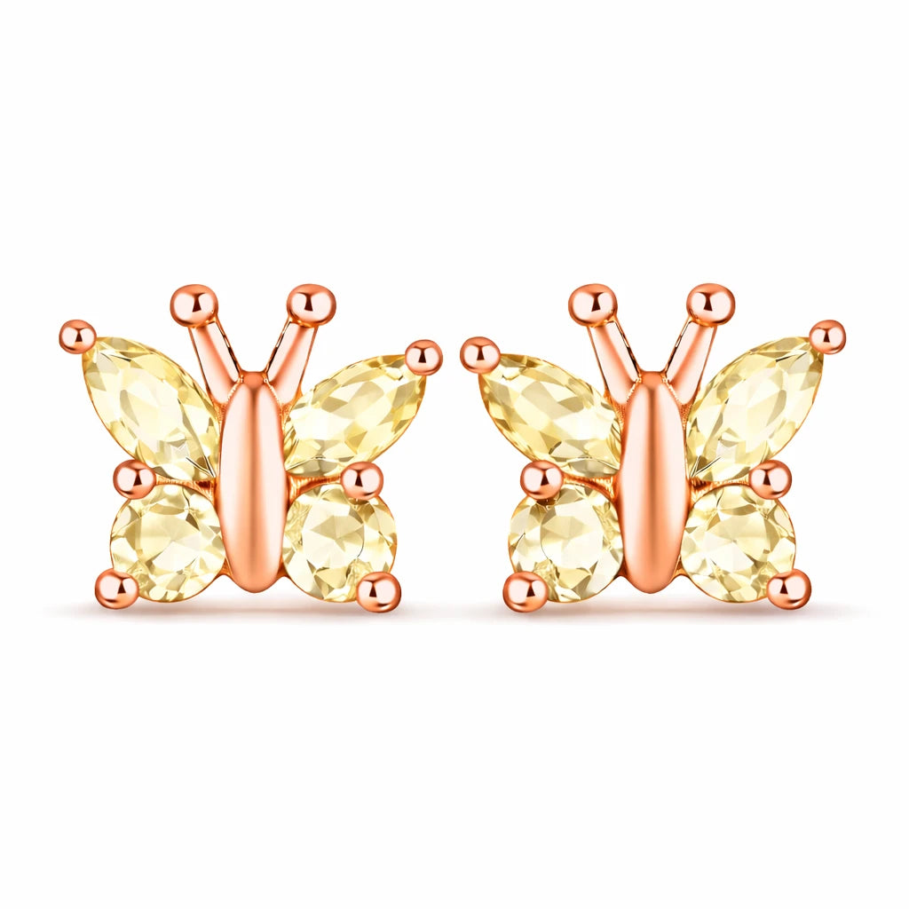 Marquise Round Cut Butterfly Stud Earrings