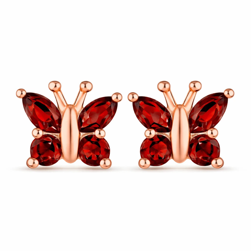 Marquise Round Cut Butterfly Stud Earrings