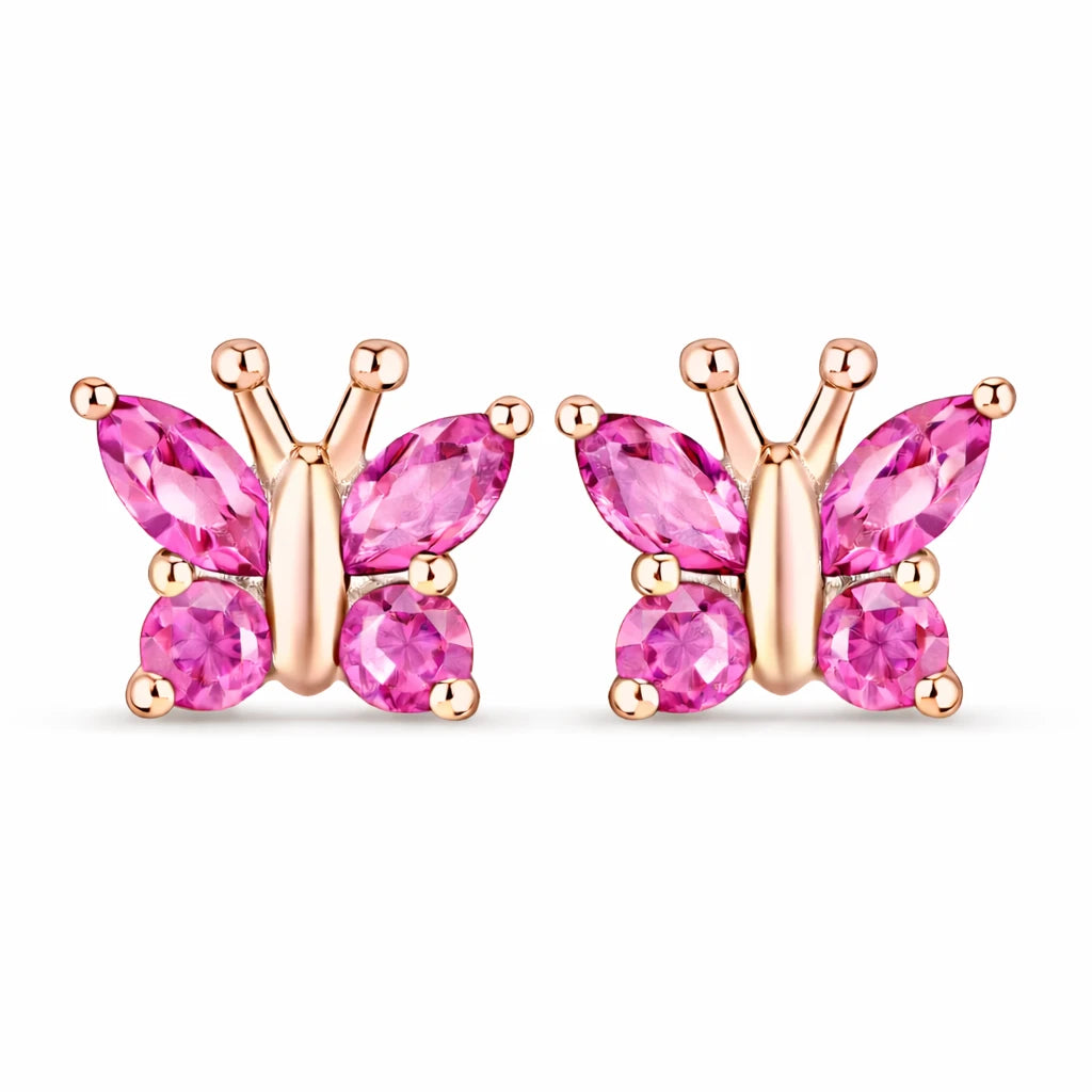 Marquise Round Cut Butterfly Stud Earrings