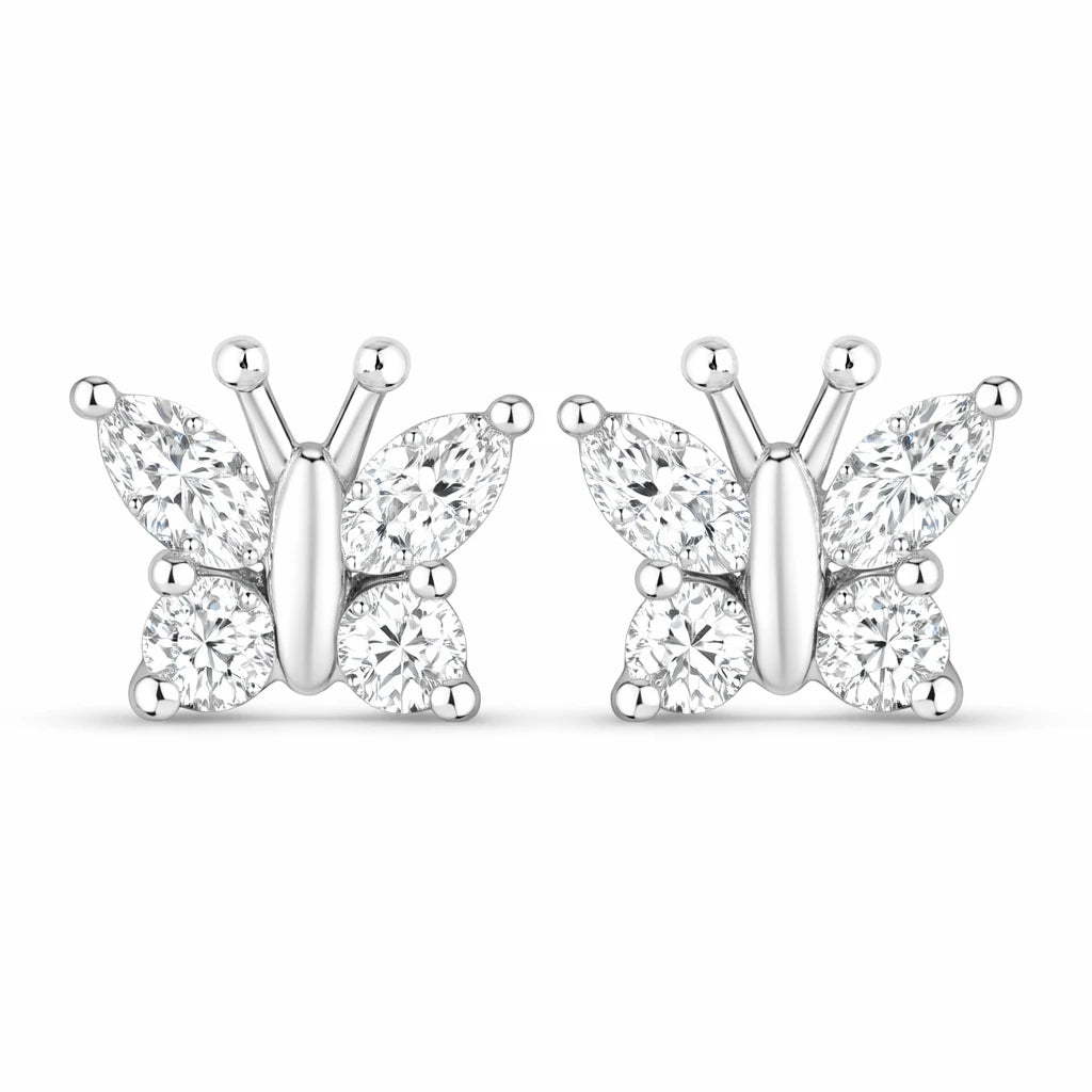 Marquise Round Cut Butterfly Stud Earrings