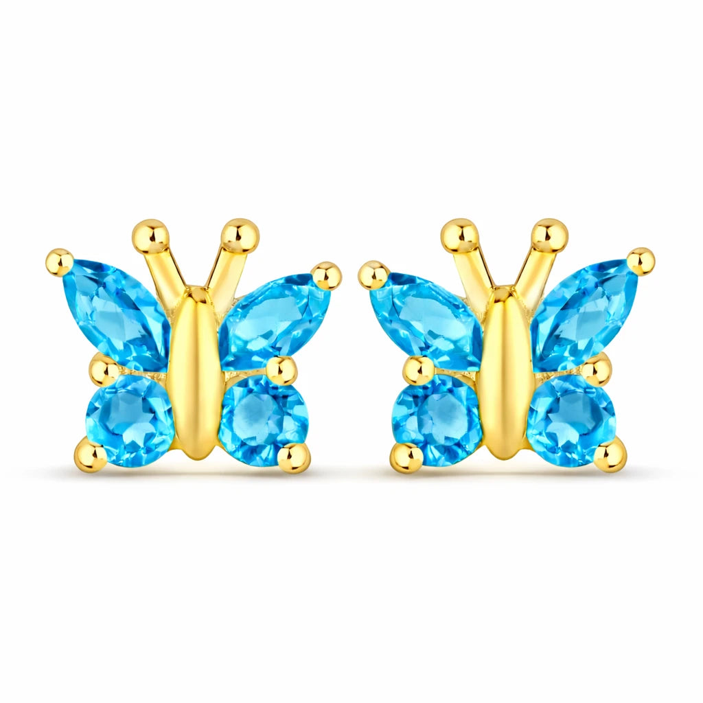 Marquise Round Cut Butterfly Stud Earrings