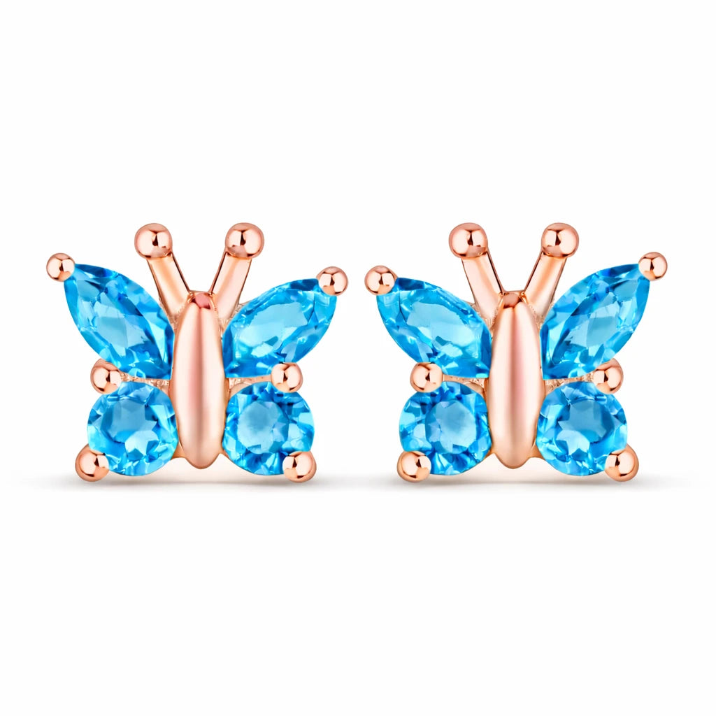 Marquise Round Cut Butterfly Stud Earrings