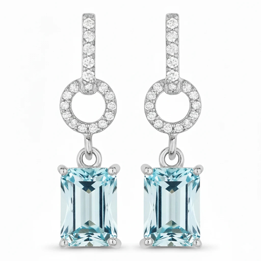 Emerald-Cut Diamond Drop Earrings