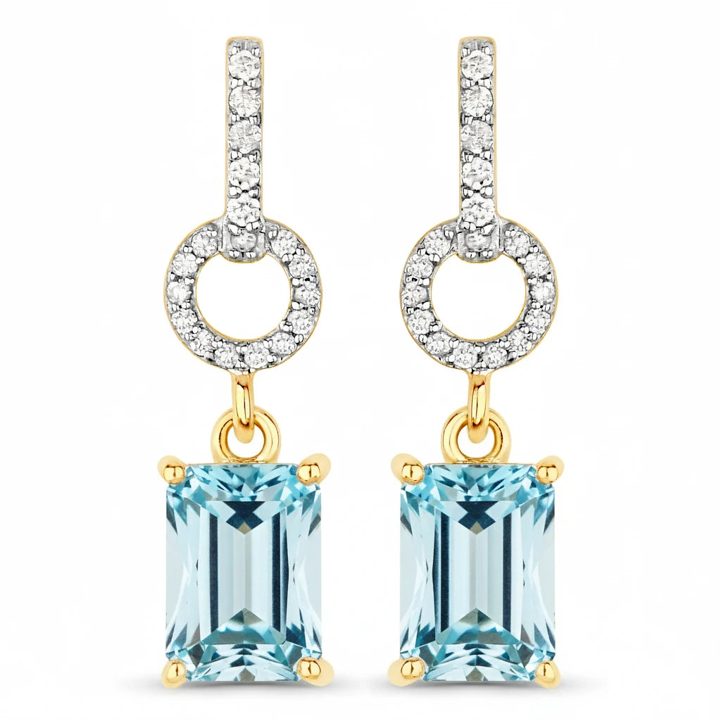 Emerald-Cut Diamond Drop Earrings