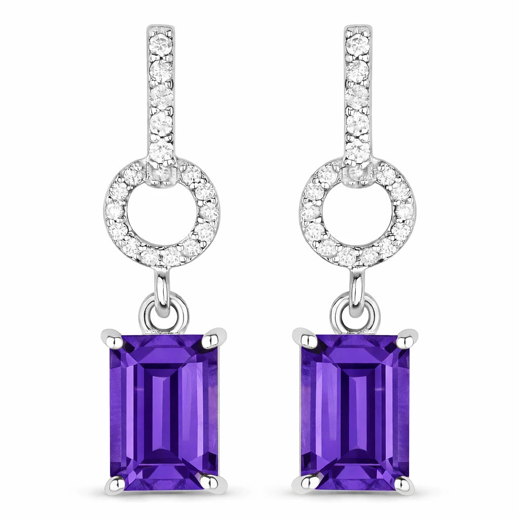 Emerald-Cut Diamond Drop Earrings