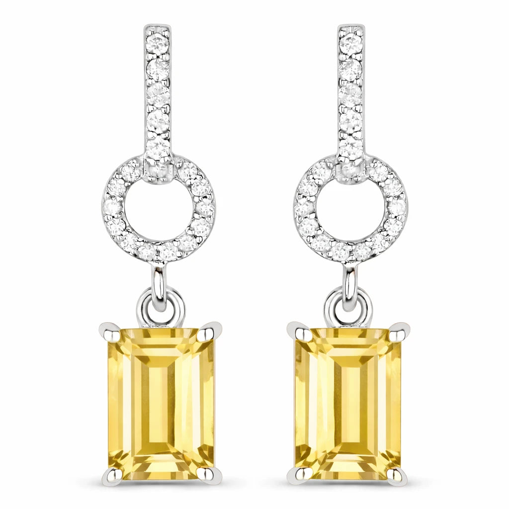 Emerald-Cut Diamond Drop Earrings