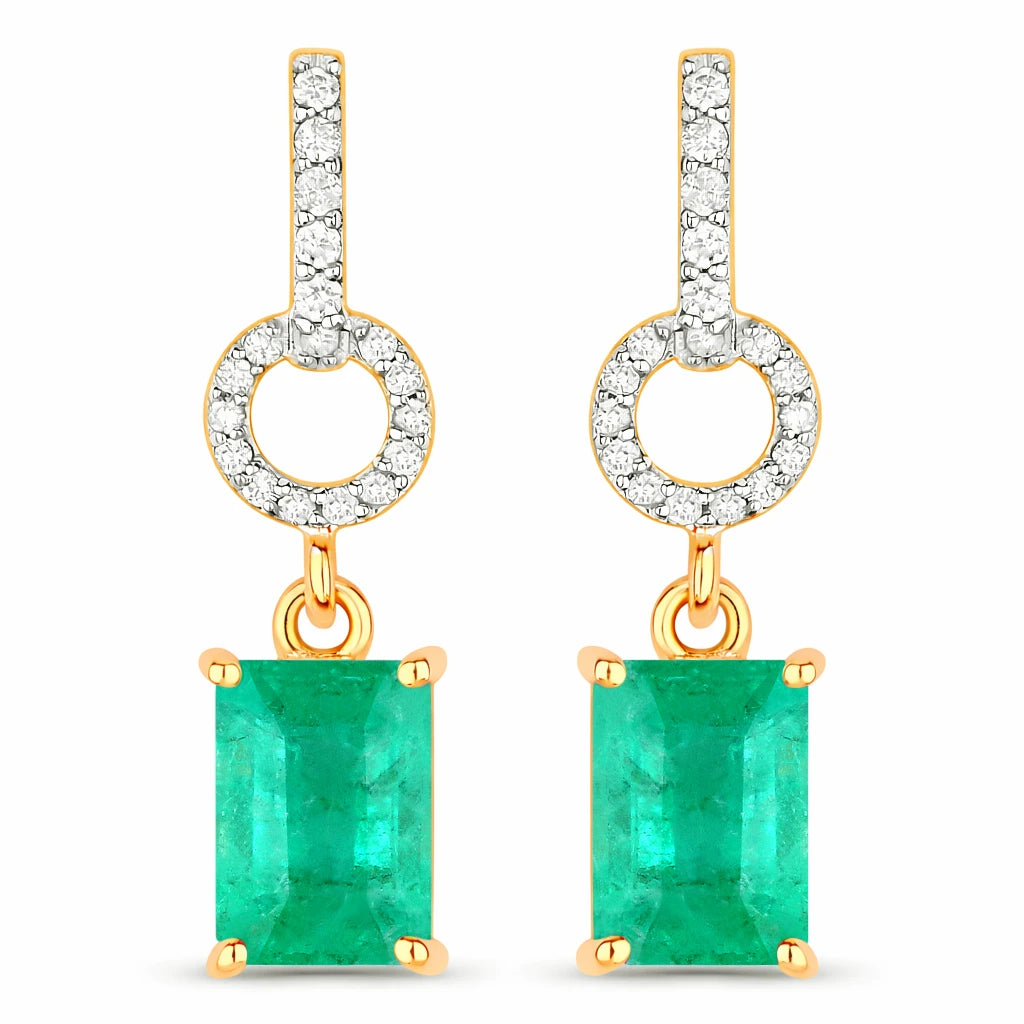 Emerald-Cut Diamond Drop Earrings