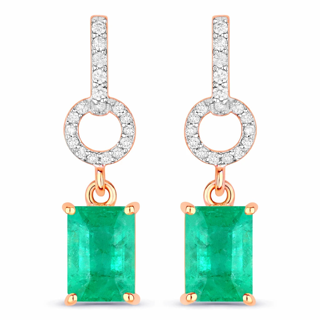 Emerald-Cut Diamond Drop Earrings