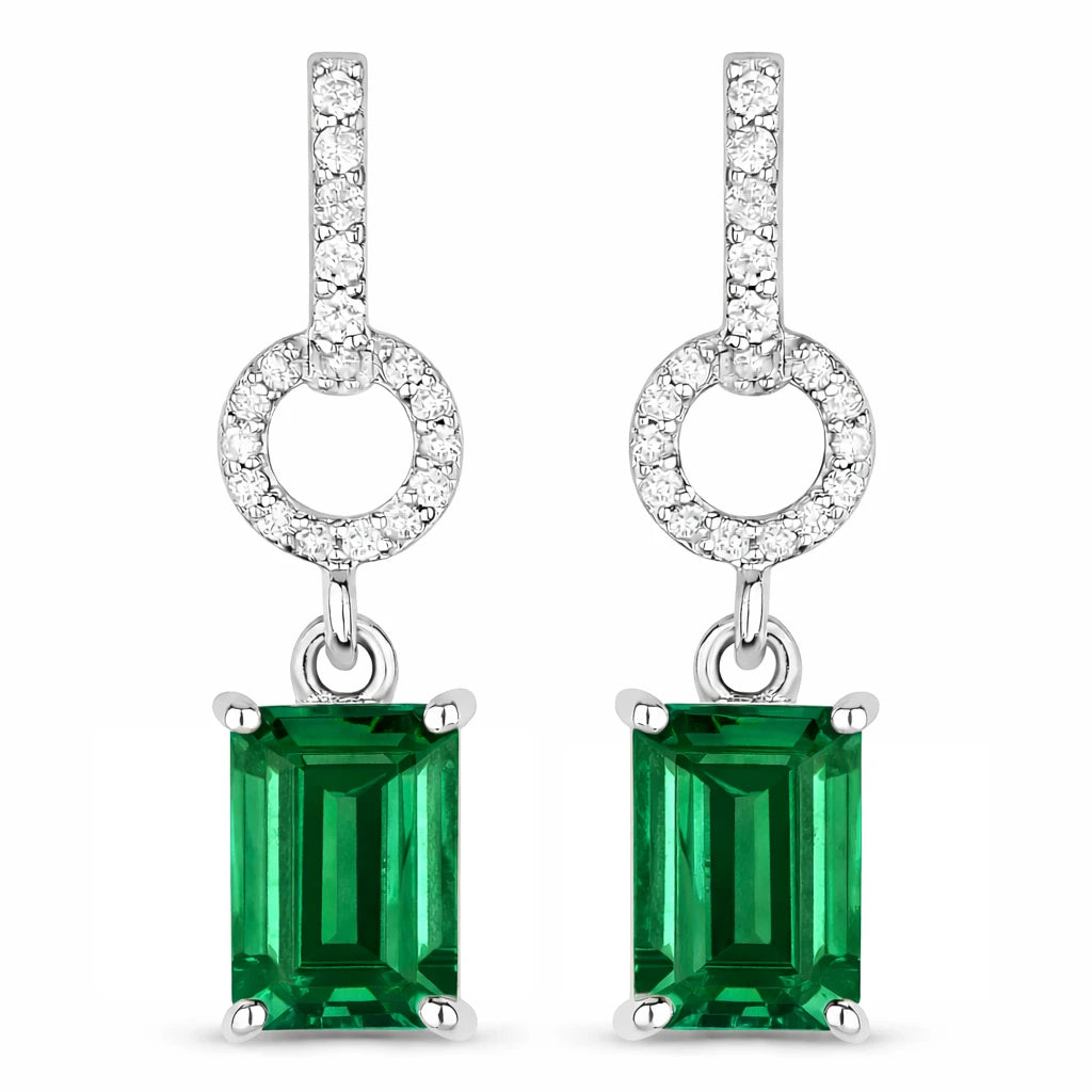 Emerald-Cut Diamond Drop Earrings